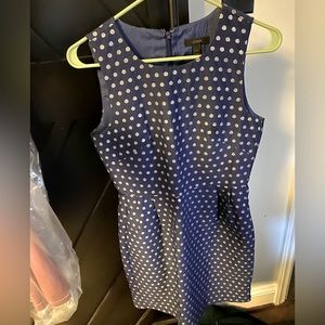 Jcrew navy dress with silver dots